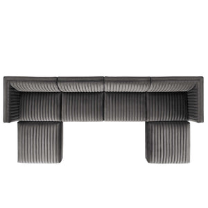 Sanguine 6-Piece Channel Tufted Performance Velvet Modular Sectional Sofa by Modway