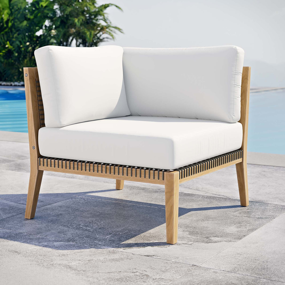 Clearwater Outdoor Patio Teak Wood Corner Chair by Modway