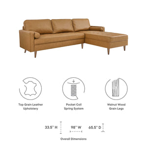 Valour 98" Leather Sectional Sofa by Modway