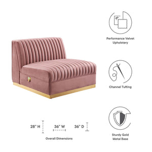 Sanguine Channel Tufted Performance Velvet Modular Sectional Sofa Armless Chair by Modway