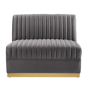 Sanguine Channel Tufted Performance Velvet Modular Sectional Sofa Armless Chair by Modway