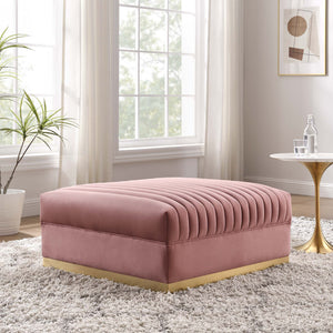 Sanguine Channel Tufted Performance Velvet Modular Sectional Sofa Ottoman by Modway