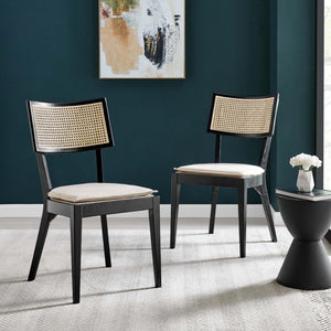 Caledonia Fabric Upholstered Wood Dining Chair Set of 2 by Modway