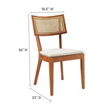 Caledonia Fabric Upholstered Wood Dining Chair Set of 2 by Modway