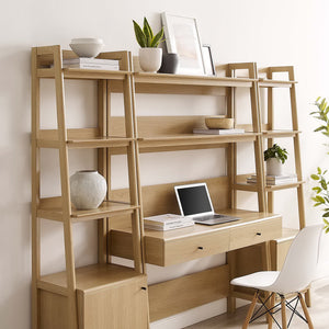 Bixby 3-Piece Wood Office Desk and Bookshelf by Modway