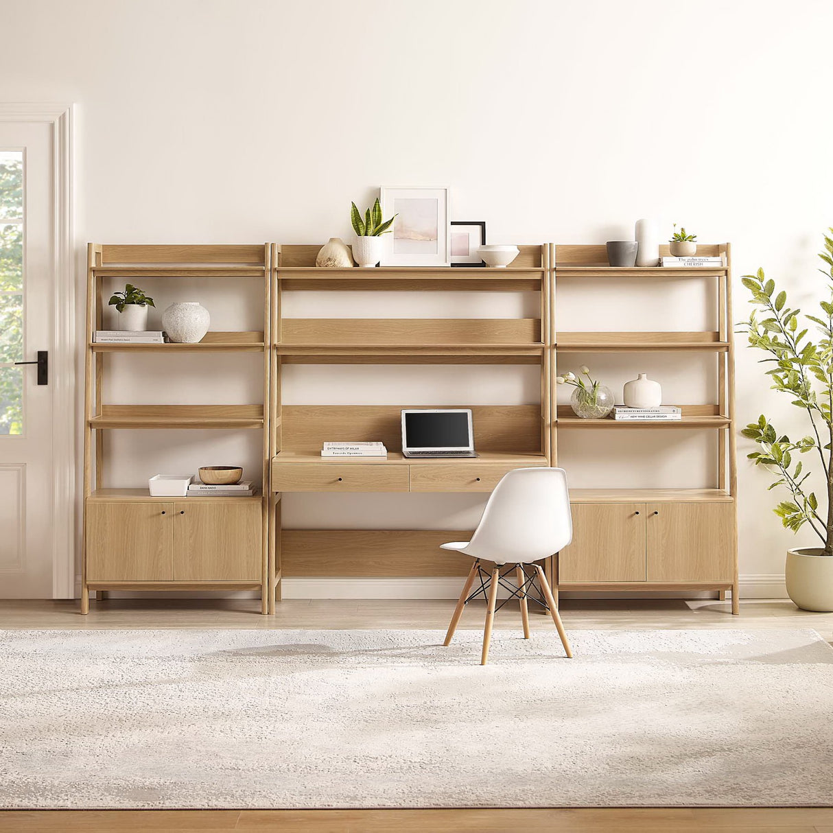 Bixby 3-Piece Wood Office Desk and Bookshelf by Modway