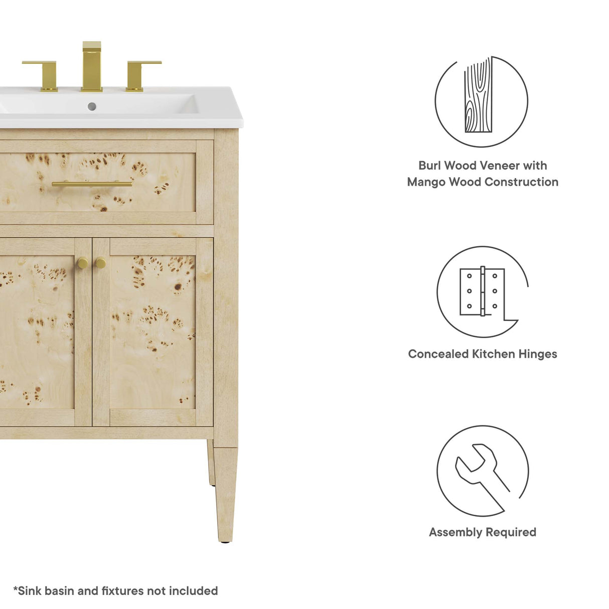 Elysian 24" Wood Bathroom Vanity Cabinet by Modway