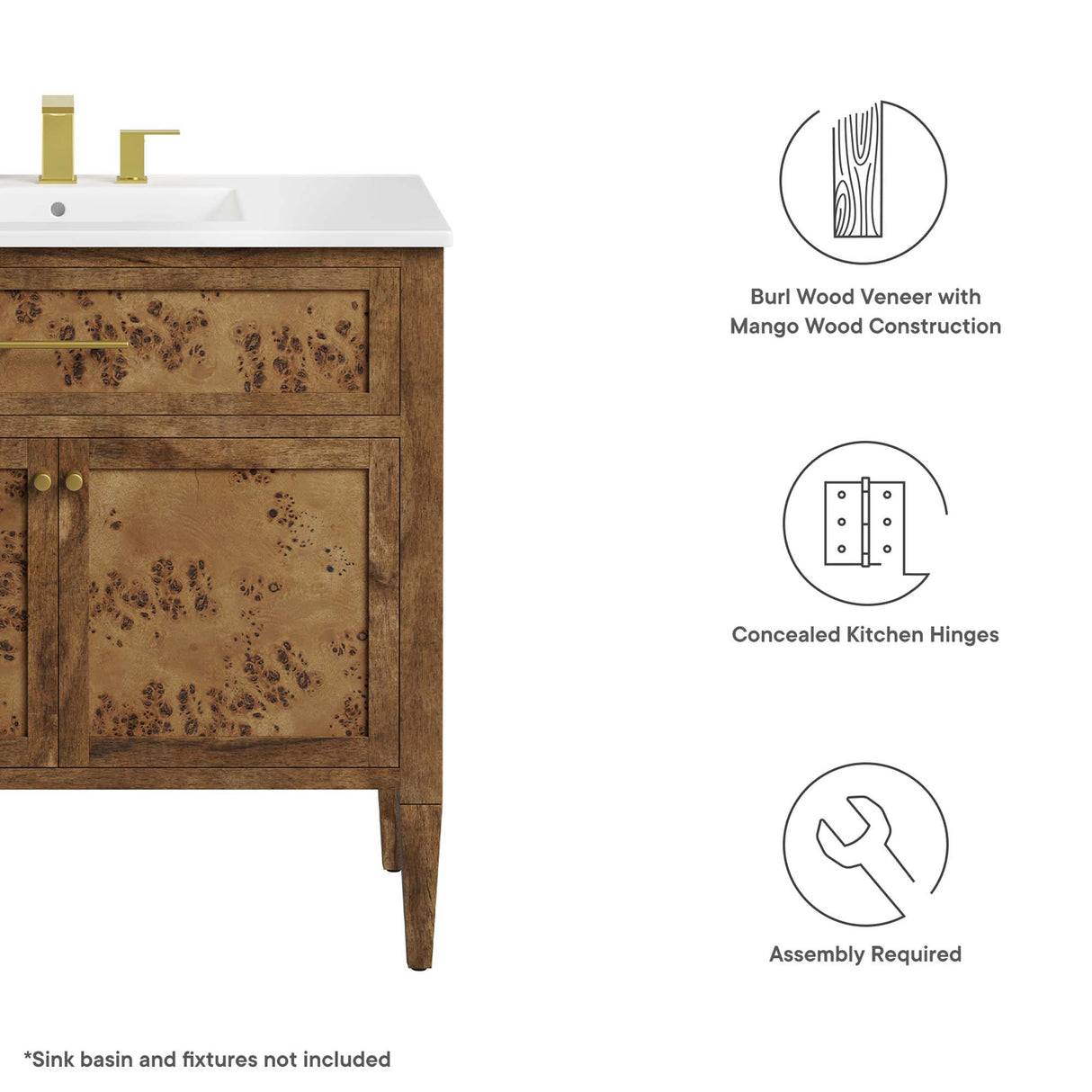 Elysian 36" Wood Bathroom Vanity Cabinet