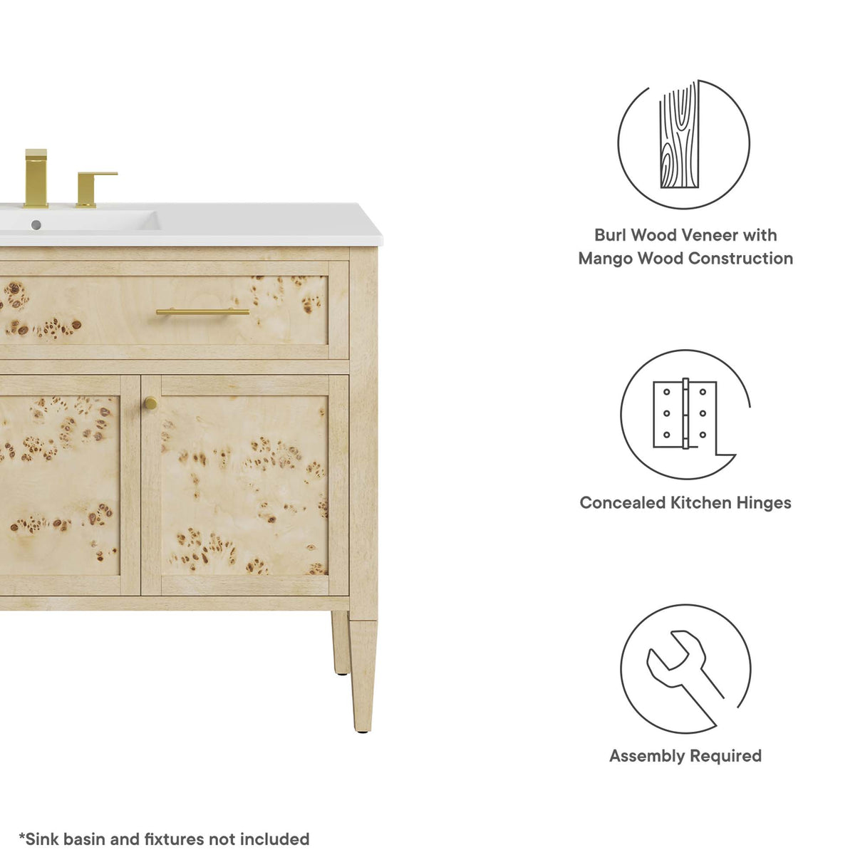 Elysian 48" Wood Bathroom Vanity Cabinet (Sink Basin Not Included) by Modway