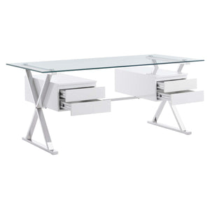 Sector 71" Glass Top Glass Office Desk by Modway
