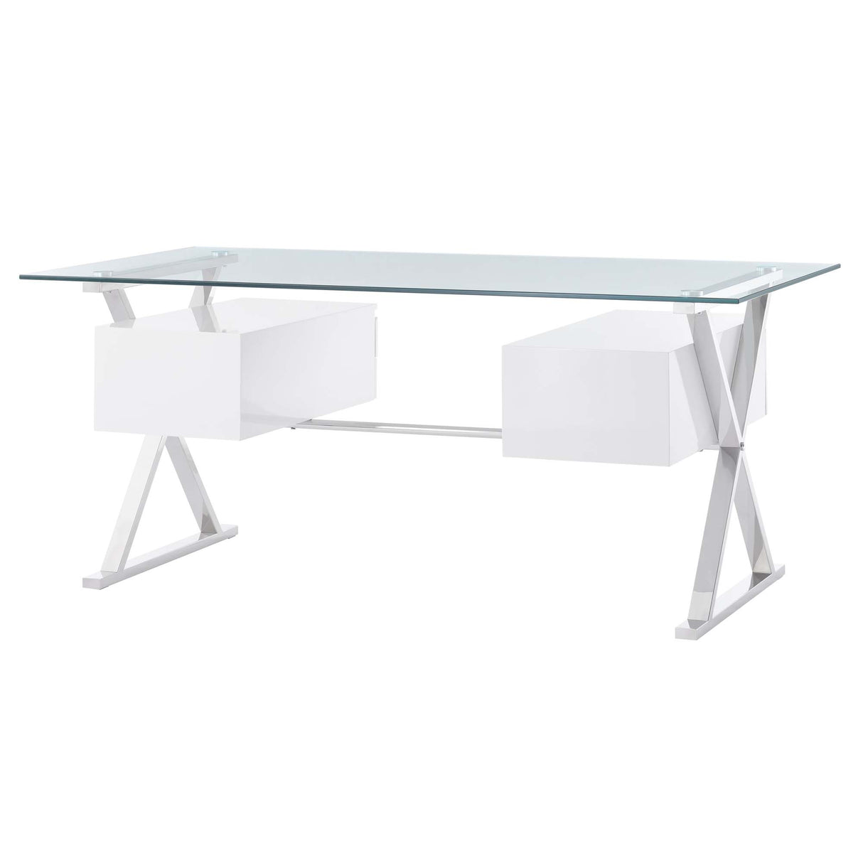 Sector 71" Glass Top Glass Office Desk by Modway