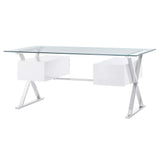 Sector 71" Glass Top Glass Office Desk by Modway