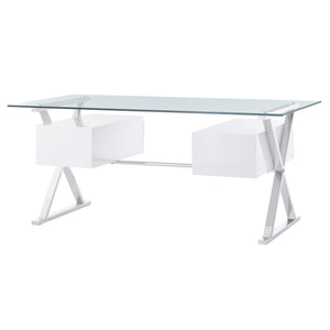 Sector 71" Glass Top Glass Office Desk by Modway