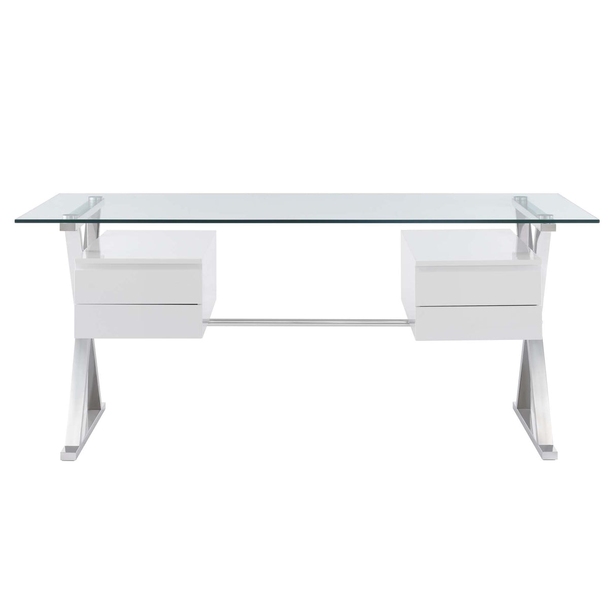 Sector 71" Glass Top Glass Office Desk by Modway