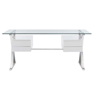 Sector 71" Glass Top Glass Office Desk by Modway
