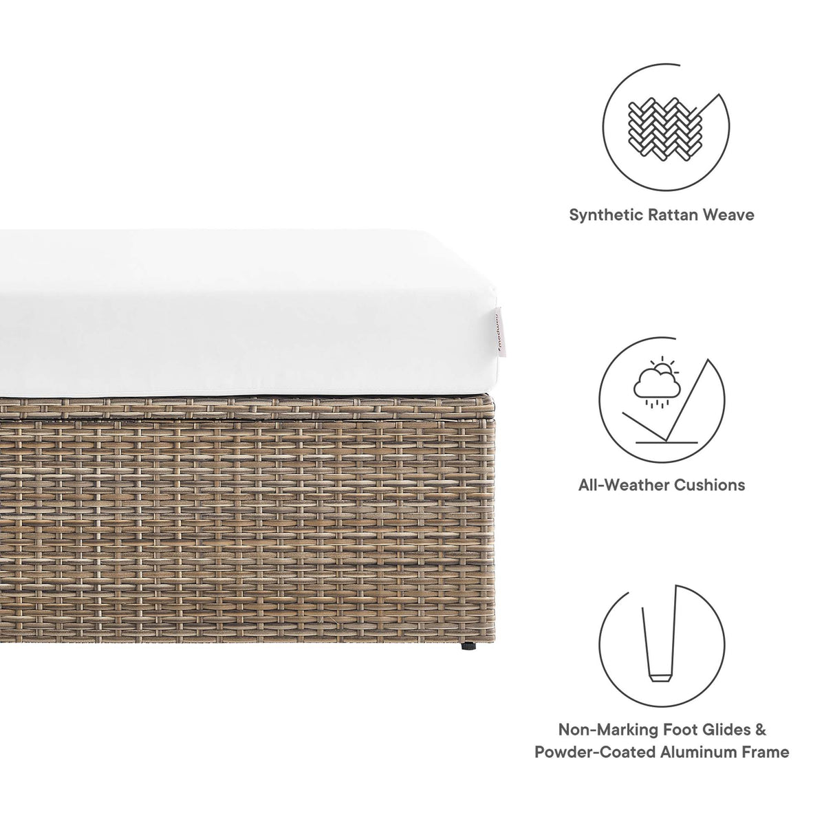 Convene Outdoor Patio Rectangle Ottoman by Modway