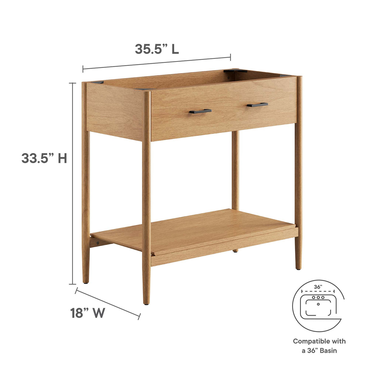 Zaire 36" Bathroom Vanity Cabinet (Sink Basin Not Included) by Modway