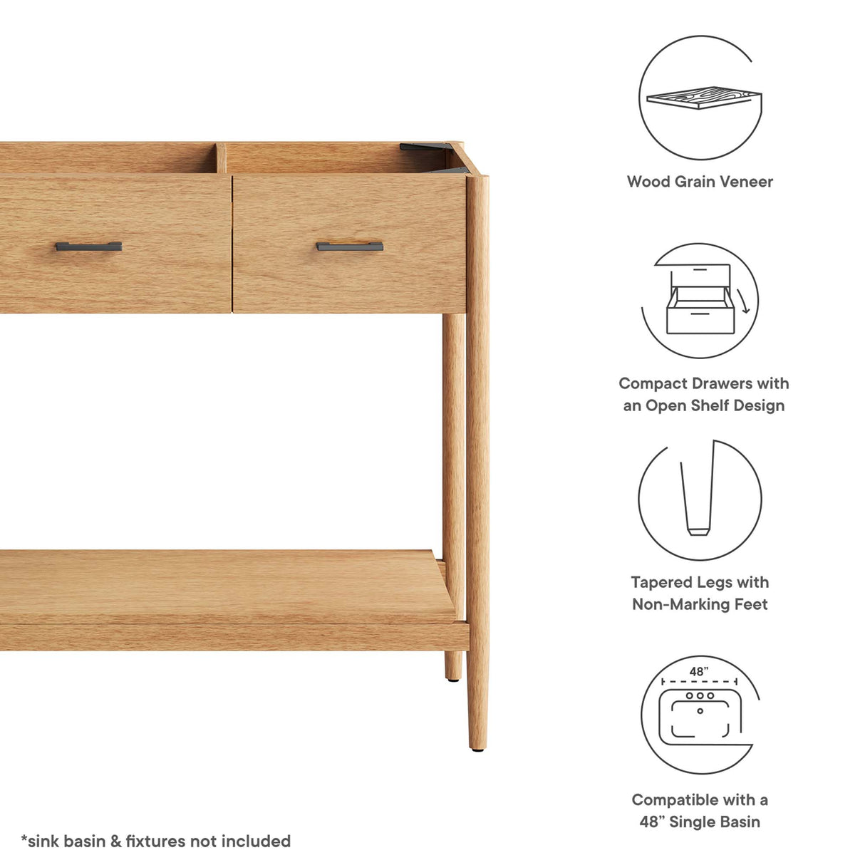 Zaire 48-Inch Single Sink Bathroom Vanity Cabinet