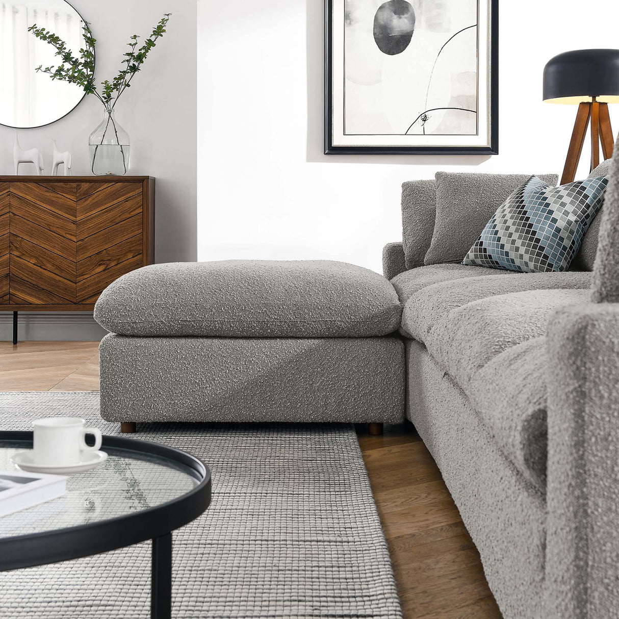 Commix 5-Piece Overstuffed Boucle Fabric Sectional Sofa by Modway