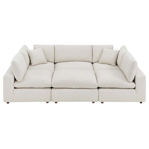 Commix 6-Piece Down Filled Overstuffed Boucle Fabric Sectional Sofa