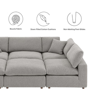 Commix 6-Piece Down Filled Overstuffed Boucle Fabric Sectional Sofa