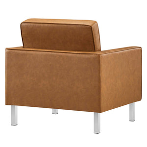 Loft Tufted Vegan Leather Armchair and Ottoman Set by Modway