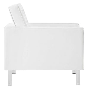 Loft Tufted Vegan Leather Armchair and Ottoman Set by Modway