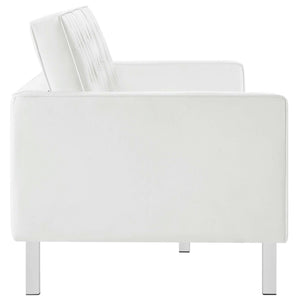 Loft Tufted Vegan Leather Sofa and Ottoman Set by Modway