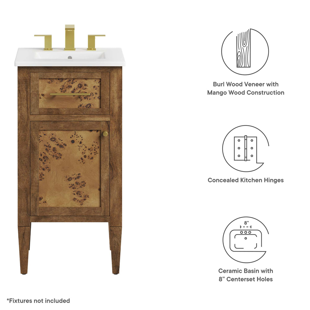 Elysian 18" Wood Bathroom Vanity by Modway