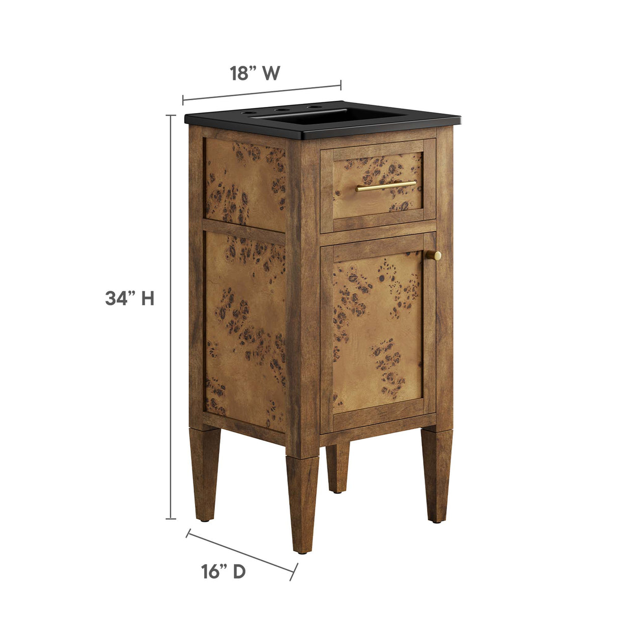Elysian 18" Wood Bathroom Vanity by Modway