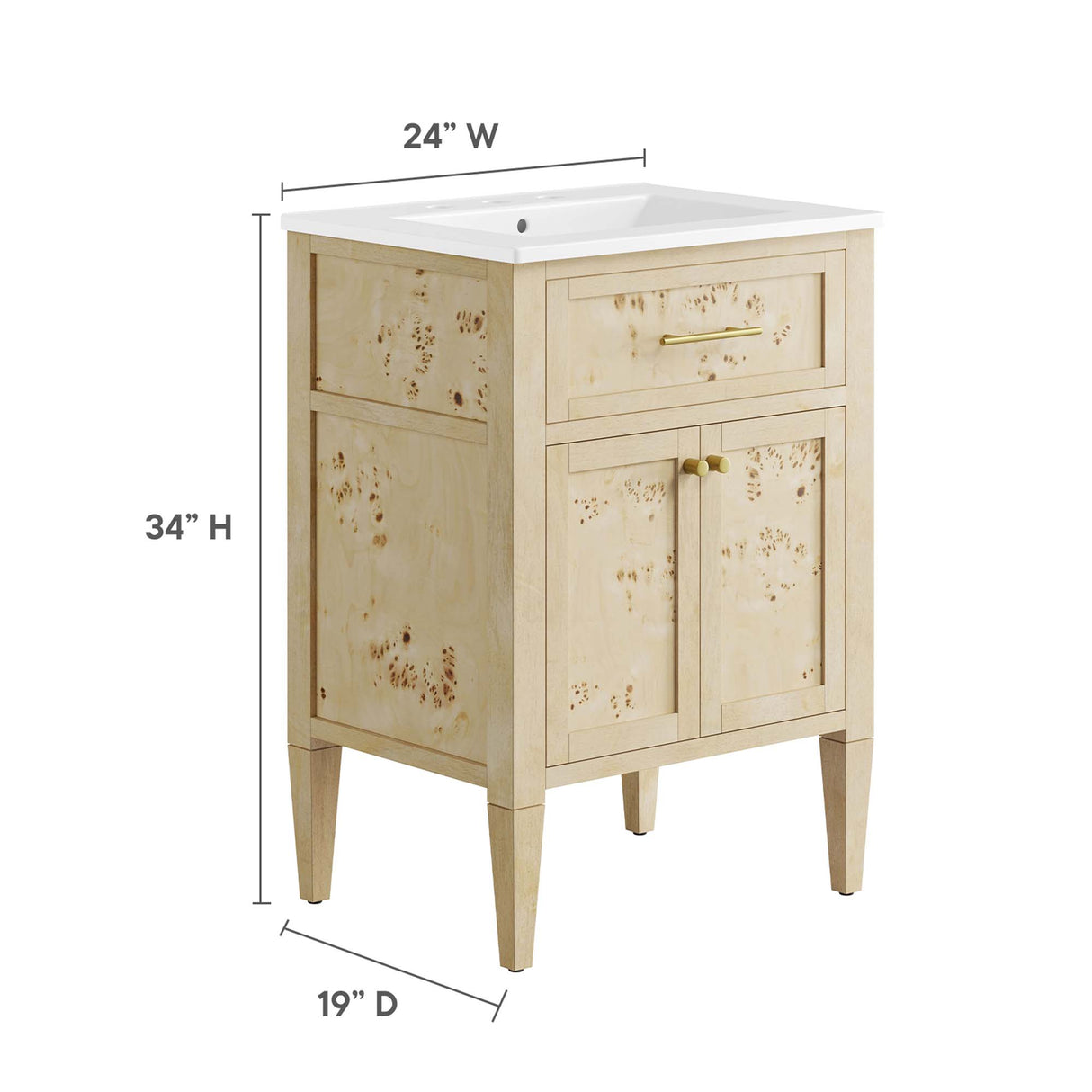 Elysian 24" Wood Bathroom Vanity by Modway