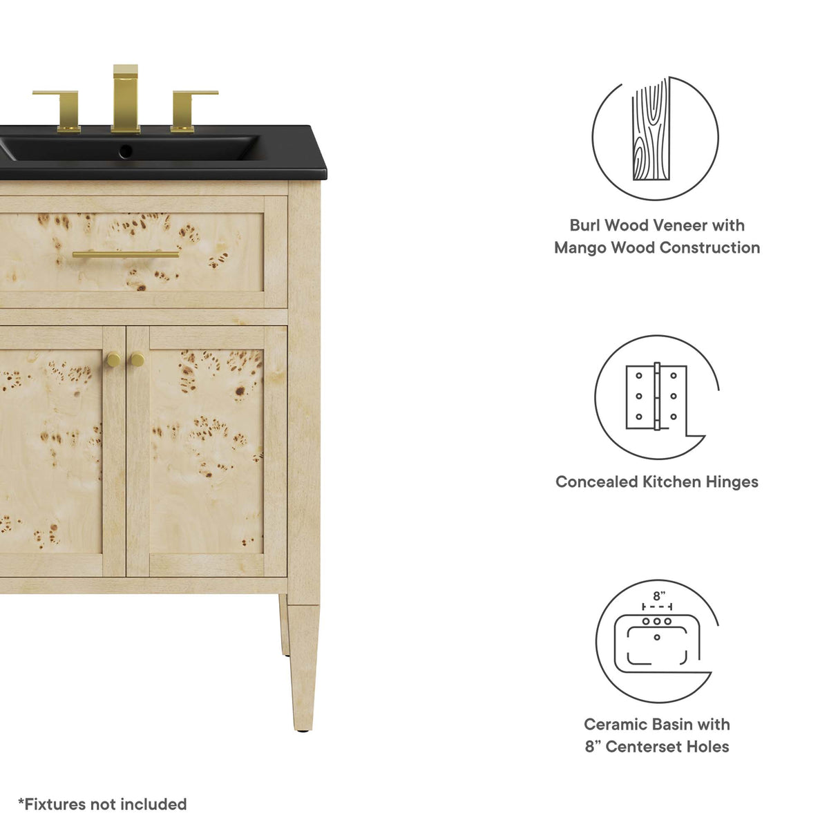 Elysian 24" Wood Bathroom Vanity by Modway