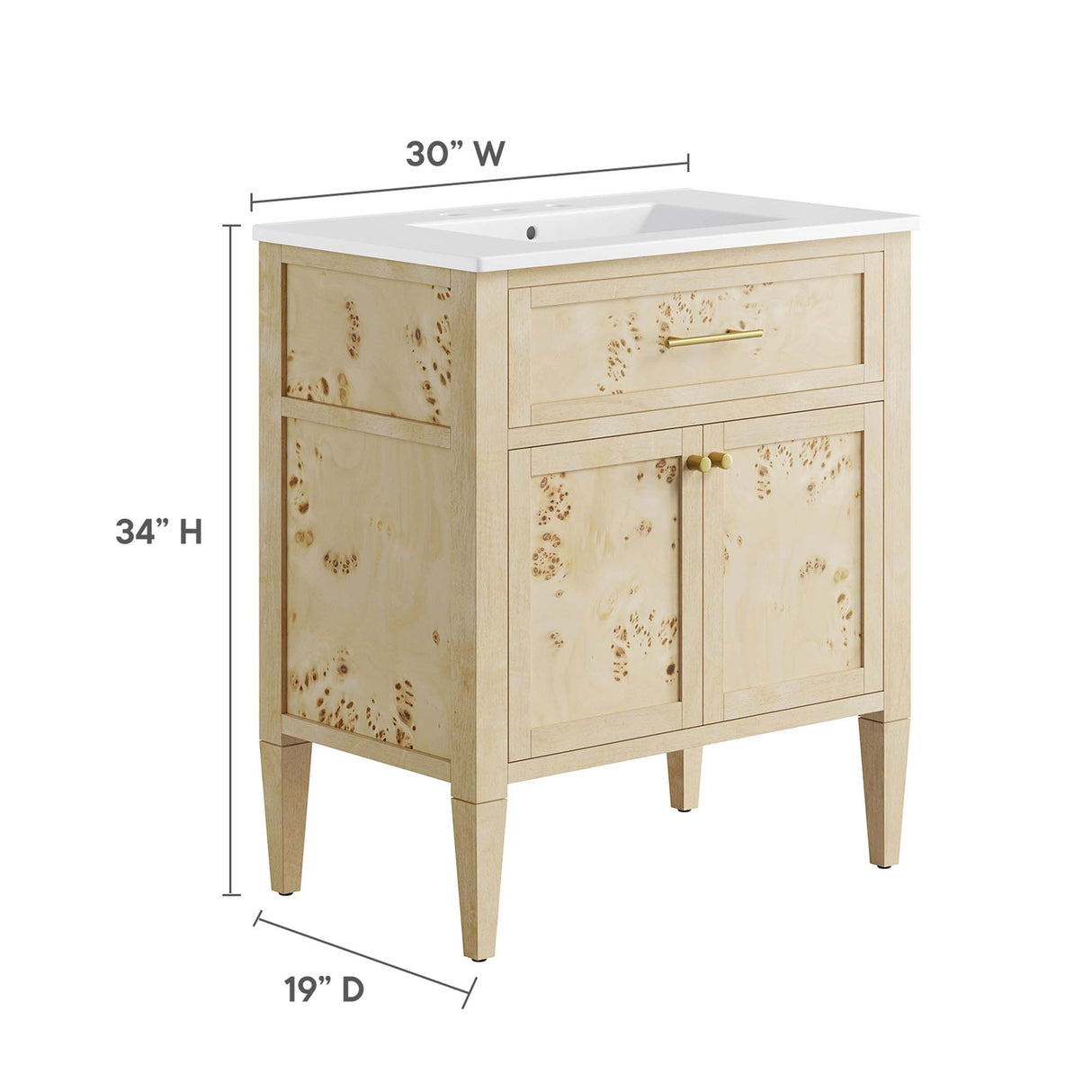 Elysian 30" Wood Bathroom Vanity by Modway