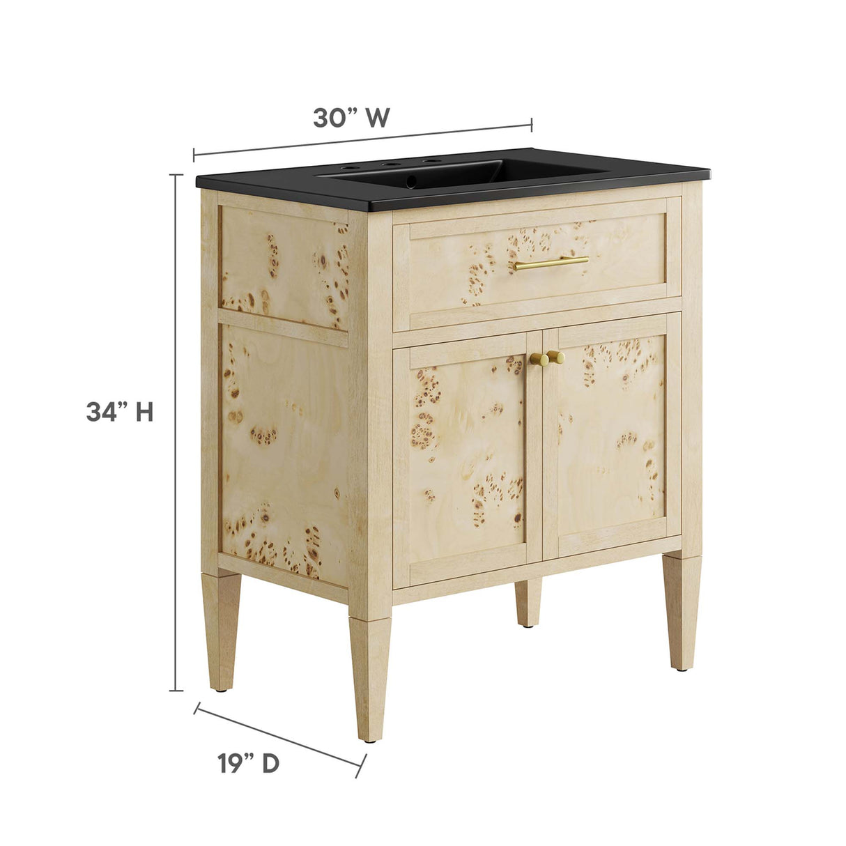 Elysian 30" Wood Bathroom Vanity by Modway