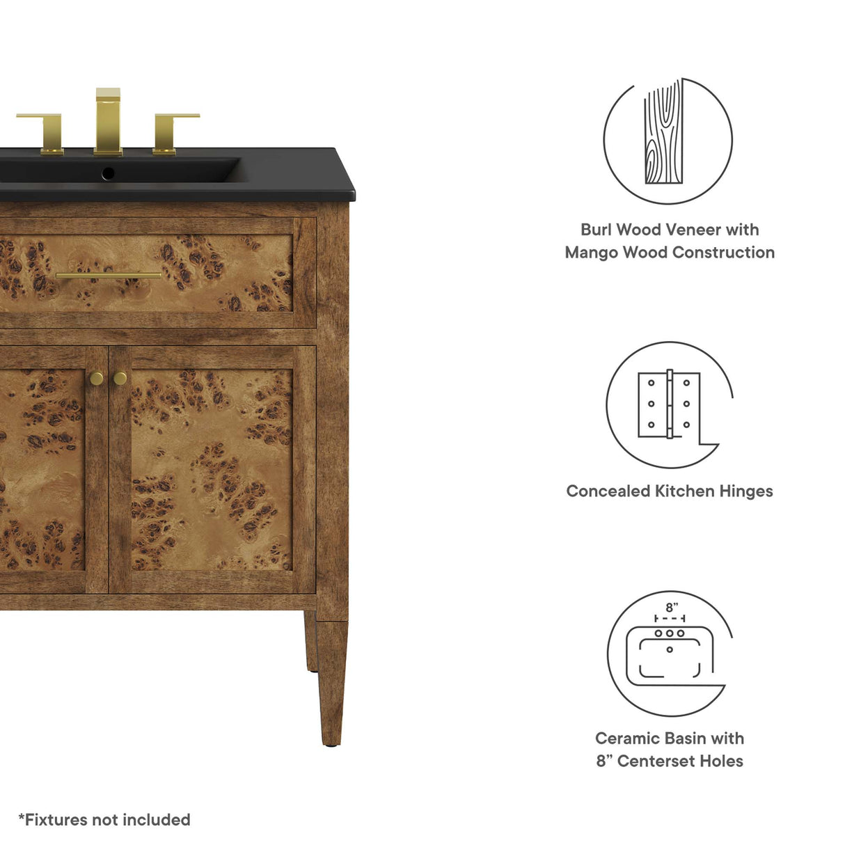 Elysian 30" Wood Bathroom Vanity by Modway