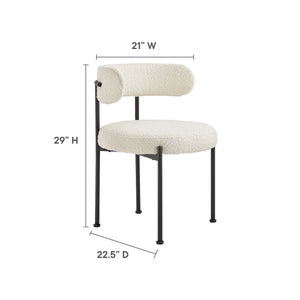 Albie Boucle Fabric Dining Chairs Set of 2 by Modway