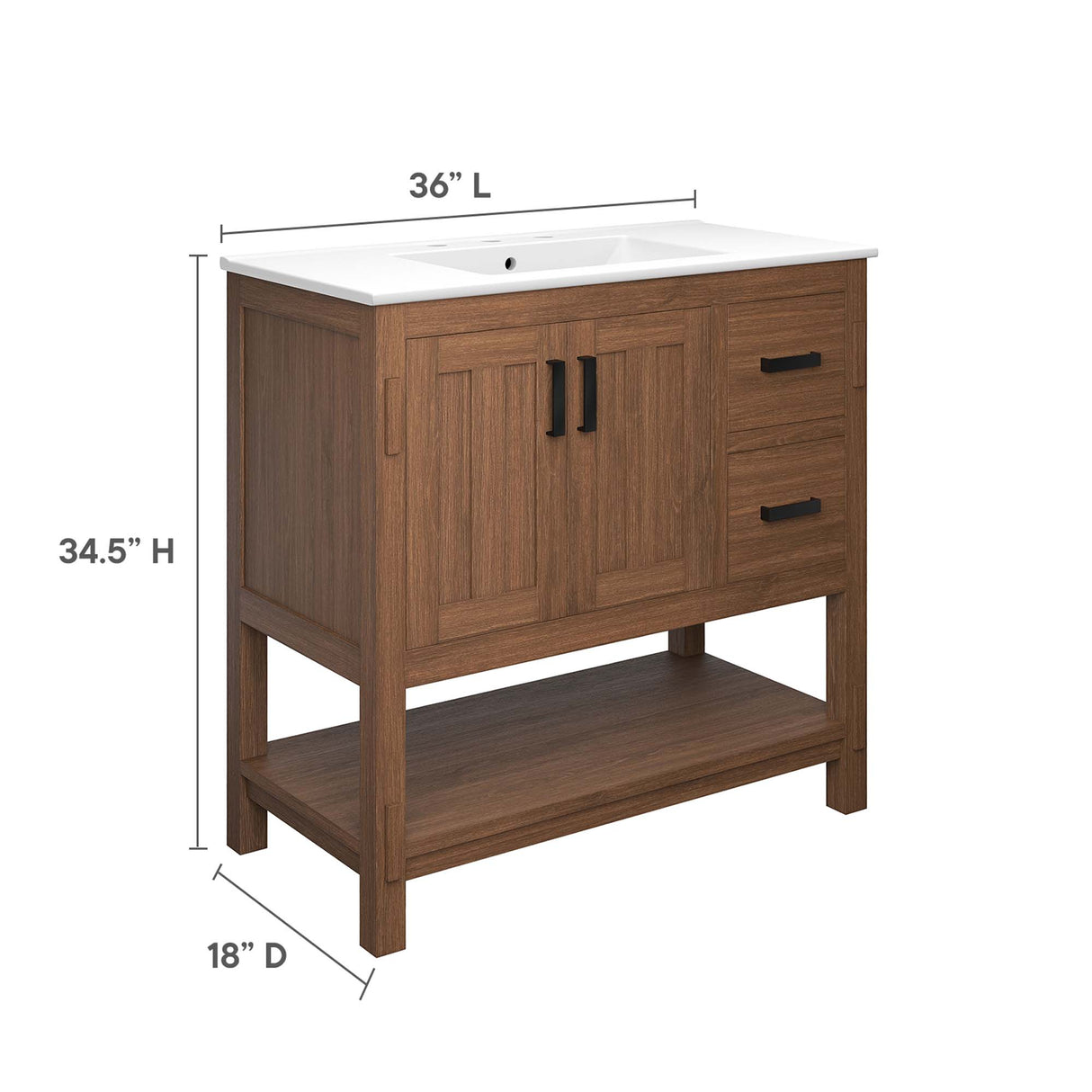 Ashlyn 36" Wood Bathroom Vanity by Modway
