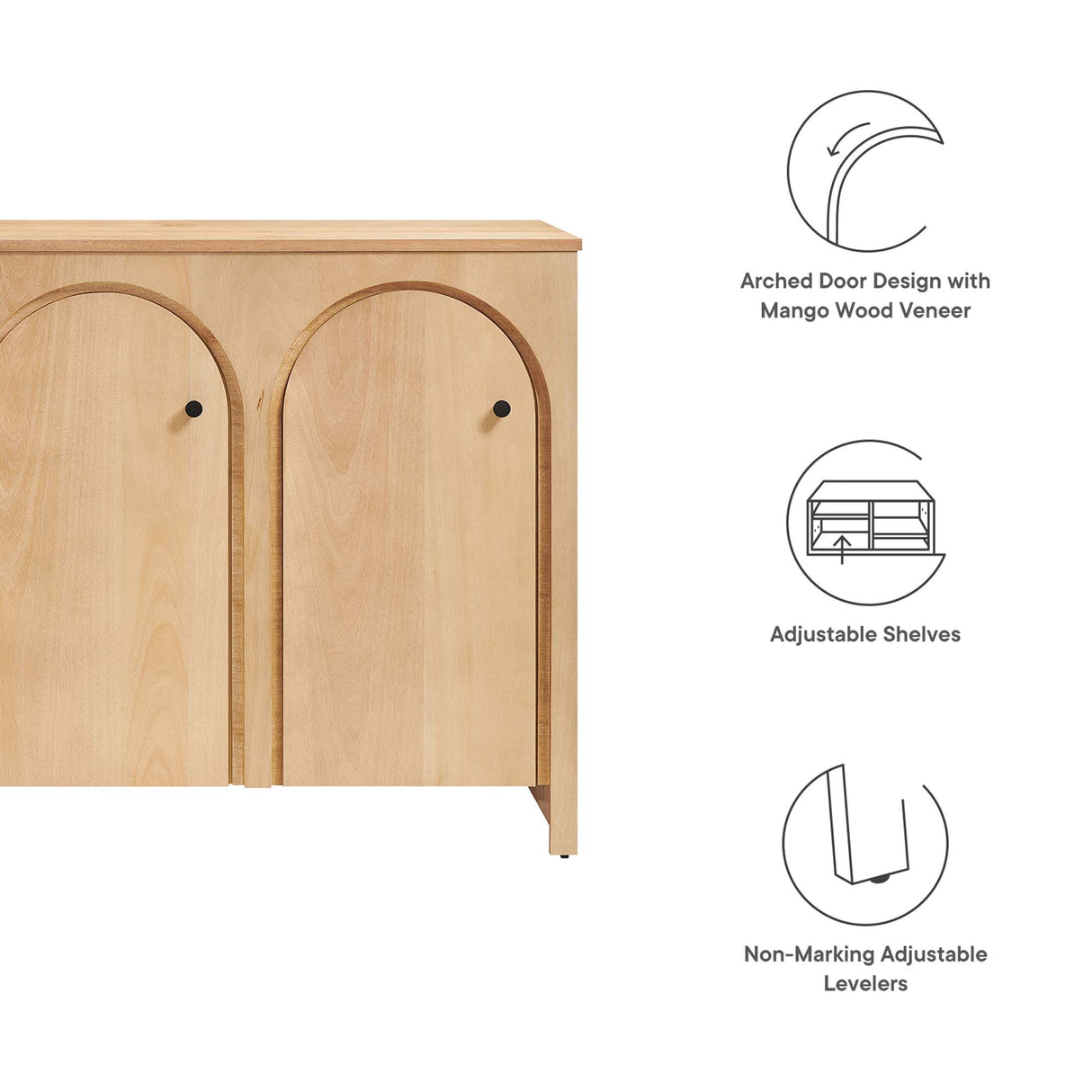 Appia 3-Door Arched Door Sideboard Storage Cabinet by Modway