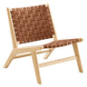 Saoirse Leather Wood Accent Lounge Chair by Modway