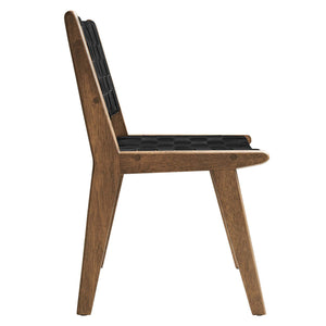 Saoirse Leather Wood Dining Side Chair Set of 2 by Modway