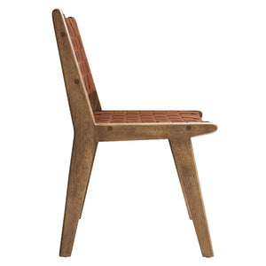 Saoirse Leather Wood Dining Side Chair Set of 2 by Modway