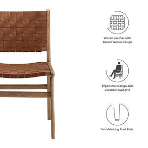 Saoirse Leather Wood Dining Side Chair Set of 2 by Modway
