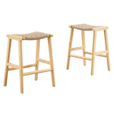 Saoirse Woven Rope Wood Counter Stool Set of 2 by Modway