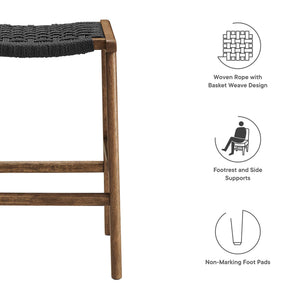 Saoirse Woven Rope Wood Counter Stool Set of 2 by Modway