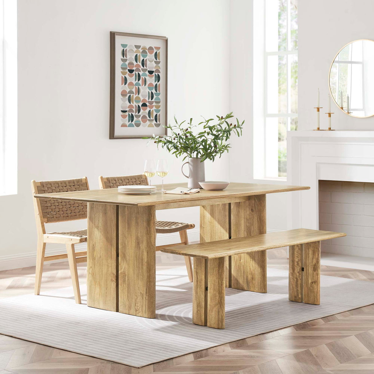 Amistad 72" Wood Dining Table and Bench Set by Modway