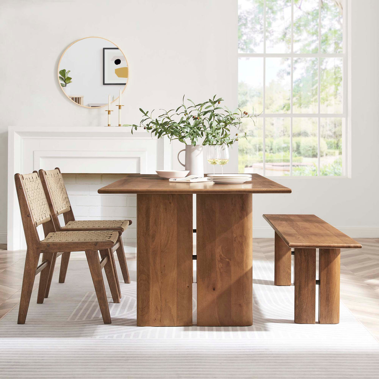 Amistad 72" Wood Dining Table and Bench Set by Modway
