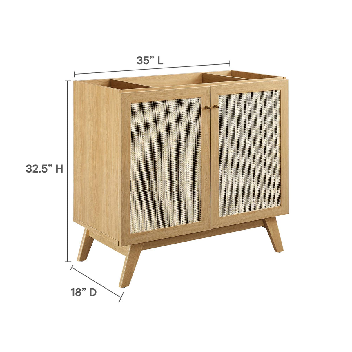 Soma 36" Bathroom Vanity Cabinet with Rattan Doors