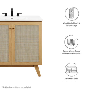 Soma 36" Bathroom Vanity Cabinet with Rattan Doors