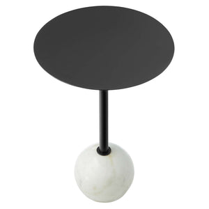 Aliza Round White Marble Side Table by Modway