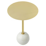 Aliza Round White Marble Side Table by Modway